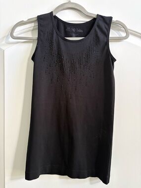 LC Lauren Conrad Black Beaded Sleeveless Tank Top